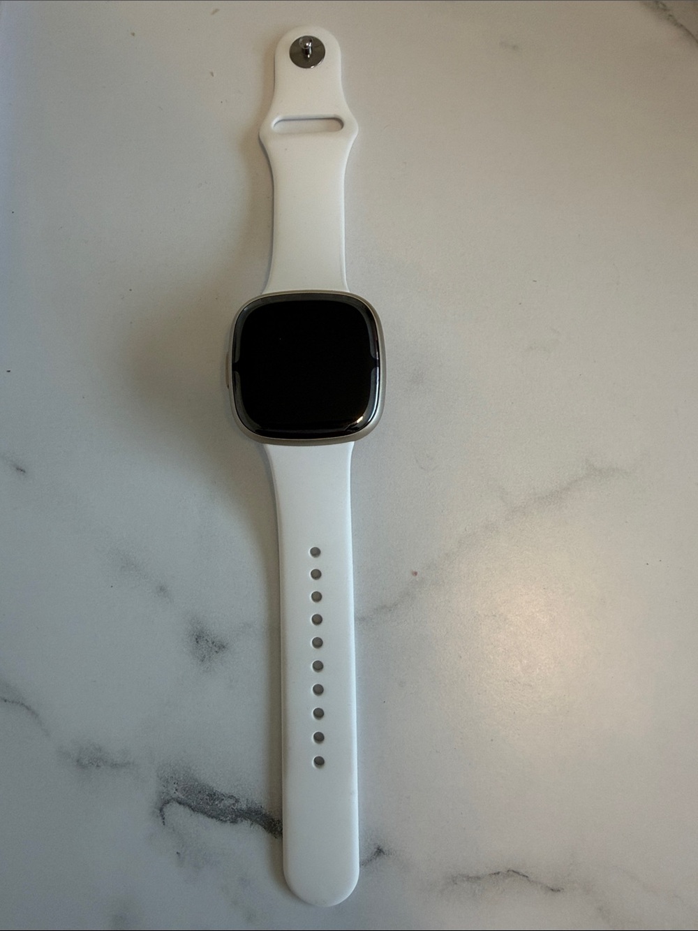 fitbit White Smartwatch with gold Bezel - Silicone Band,charger and second band